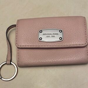 Michael Kors Blush Pink Pebbled Leather Key & Card Holder